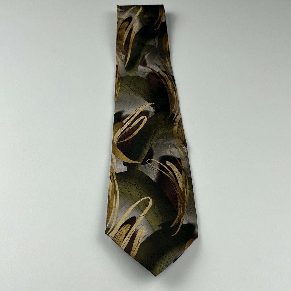 Vintage 1996 J. Garcia Green Tree Abstract 100% Silk Tie Korea